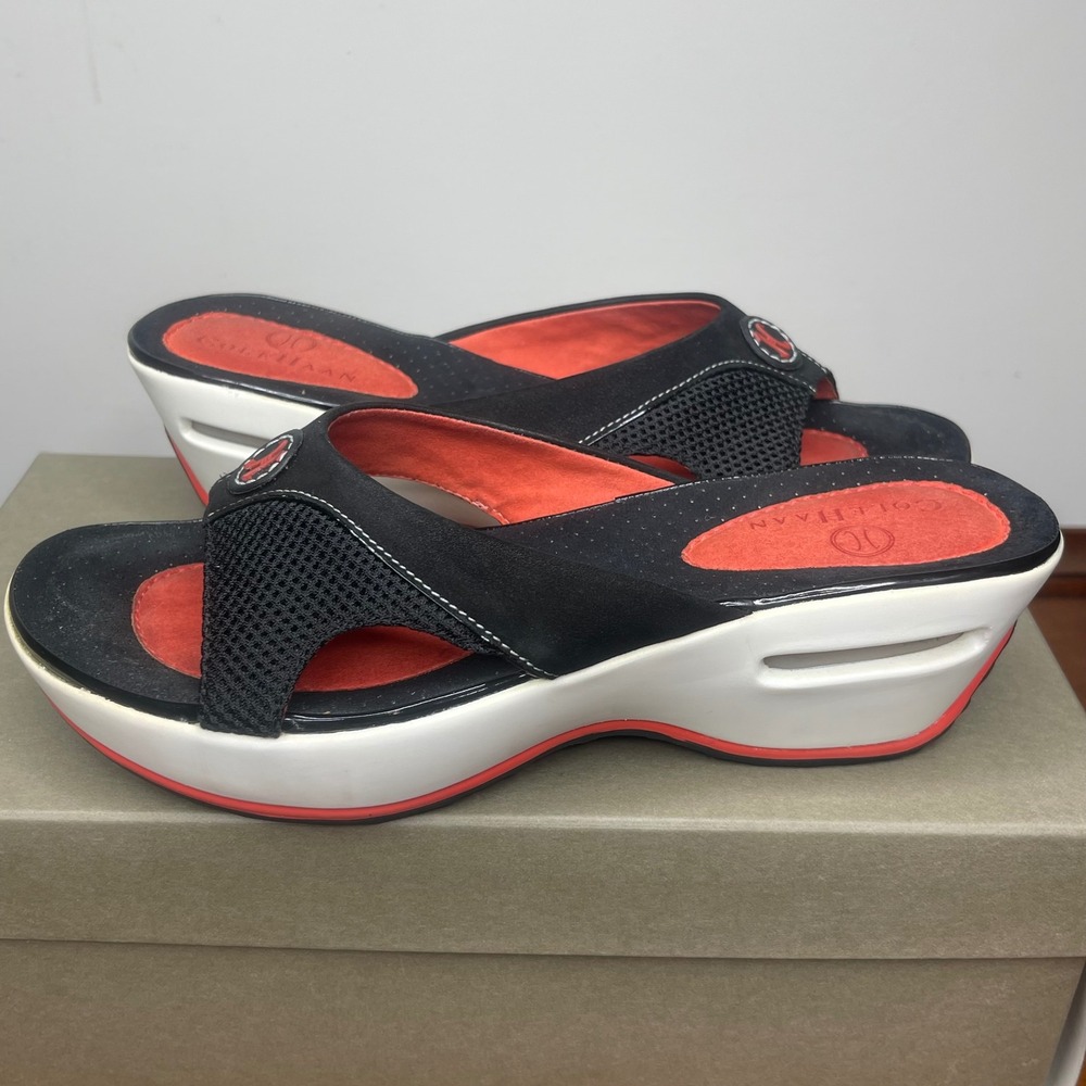 Cole Haan Air Hampden Slide Black Nubuk‎ Red Nike Air Wedge Sandals Womens 5B